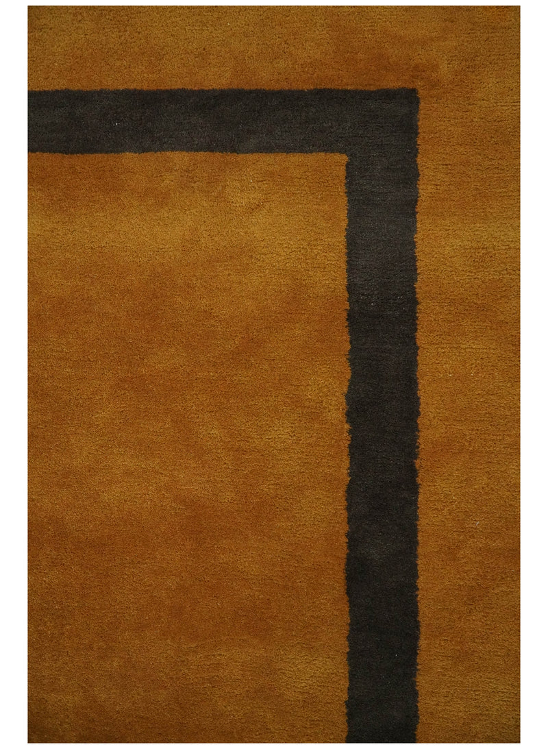 Solid 8x10 Gold and Gray Hand Tufted Modern Scandinavian Wool Area Rug | SOL3