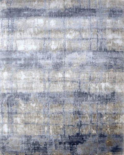 Luxury Hand knotted Blue and Silver Silk 8x10 Area Rug | TRD1856810 - The Rug Decor 