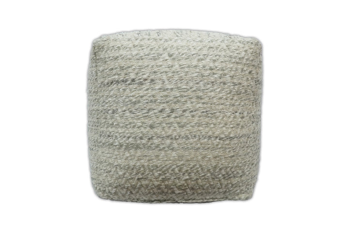 Ivory, Beige and Gray Modern Chevron Handwoven Beige Pouf Ottoman Made with Viscose, Contemporary Chevron Design, Footstool, Couch, Side table  | TRD110