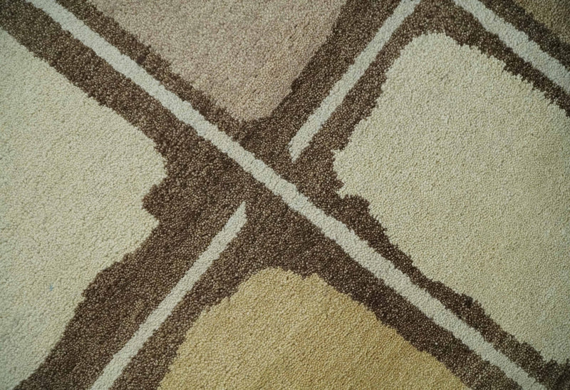 Abstract 5x8 Hand Knotted Beige, Brown and Camel Wool Traditional Antique Southwestern Lori Gabbeh | TRDPC6 - The Rug Decor