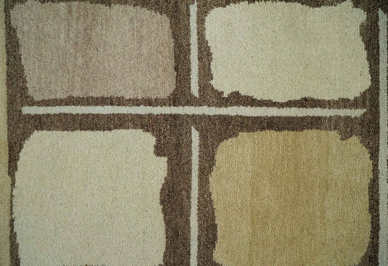 Abstract 5x8 Hand Knotted Beige, Brown and Camel Wool Traditional Antique Southwestern Lori Gabbeh | TRDPC6 - The Rug Decor
