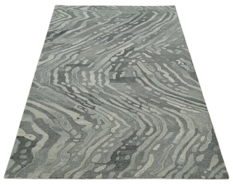 Abstract Modern Hand Tufted 2x3, 3x5, 5x8, 6x9, 8x10 and 9x12 Woolen Beige, Silver and Gray Area Rug | MIR3 - The Rug Decor
