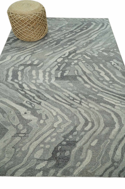 Abstract Modern Hand Tufted 2x3, 3x5, 5x8, 6x9, 8x10 and 9x12 Woolen Beige, Silver and Gray Area Rug | MIR3 - The Rug Decor