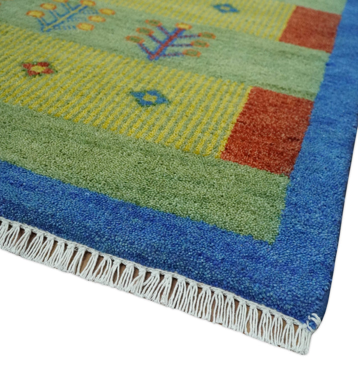 Animal and Tree Life Green, Blue and Rust Hand knotted Traditional Multi Size Wool Area Rug, Kids, Living Room and Bedroom Rug - The Rug Decor