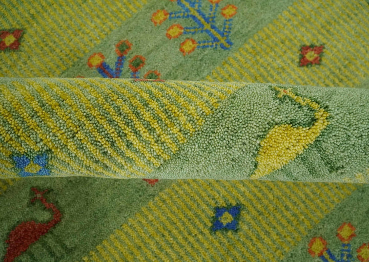 Animal and Tree Life Green, Blue and Rust Hand knotted Traditional Multi Size Wool Area Rug, Kids, Living Room and Bedroom Rug - The Rug Decor