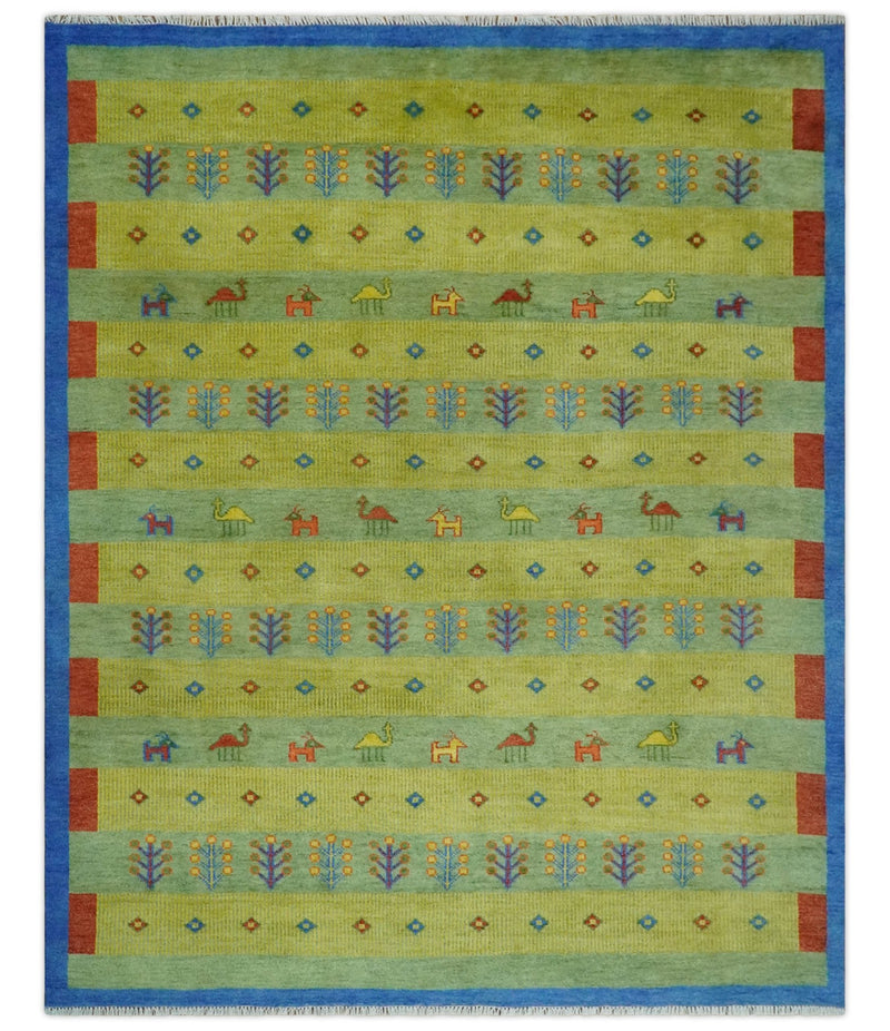 Animal and Tree Life Green, Blue and Rust Hand knotted Traditional Multi Size Wool Area Rug, Kids, Living Room and Bedroom Rug - The Rug Decor
