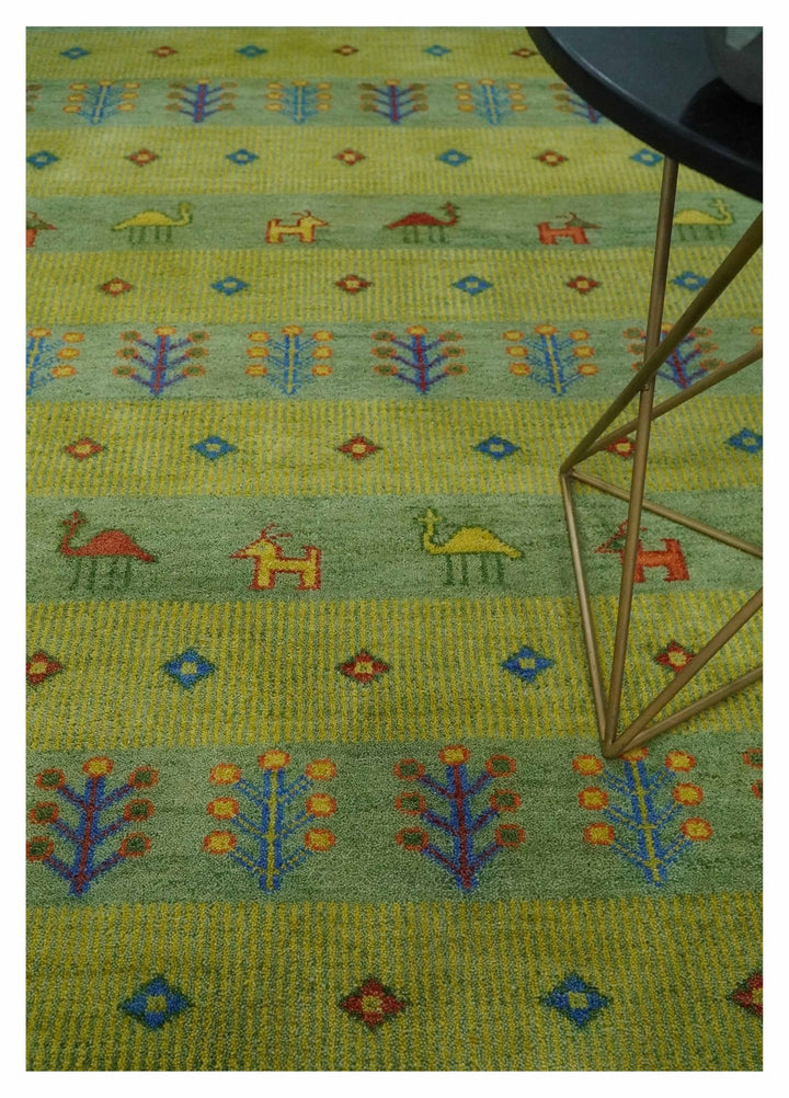 Animal and Tree Life Green, Blue and Rust Hand knotted Traditional Multi Size Wool Area Rug, Kids, Living Room and Bedroom Rug - The Rug Decor