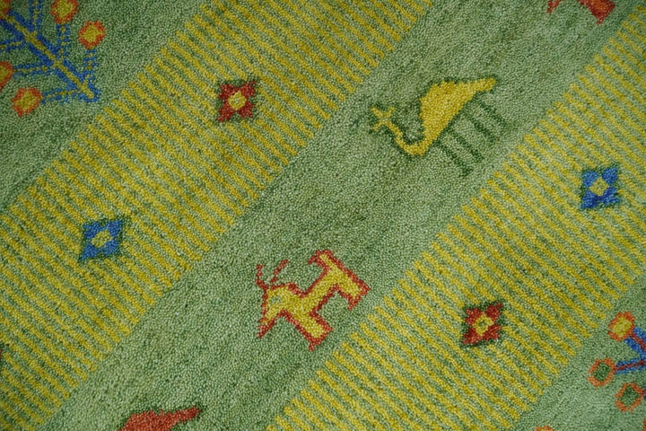 Animal and Tree Life Green, Blue and Rust Hand knotted Traditional Multi Size Wool Area Rug, Kids, Living Room and Bedroom Rug - The Rug Decor