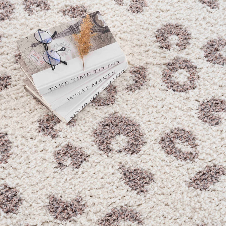 Antelope Rug Modern Contemporary Ivory and Dark Purple plush pile Area Rug - The Rug Decor