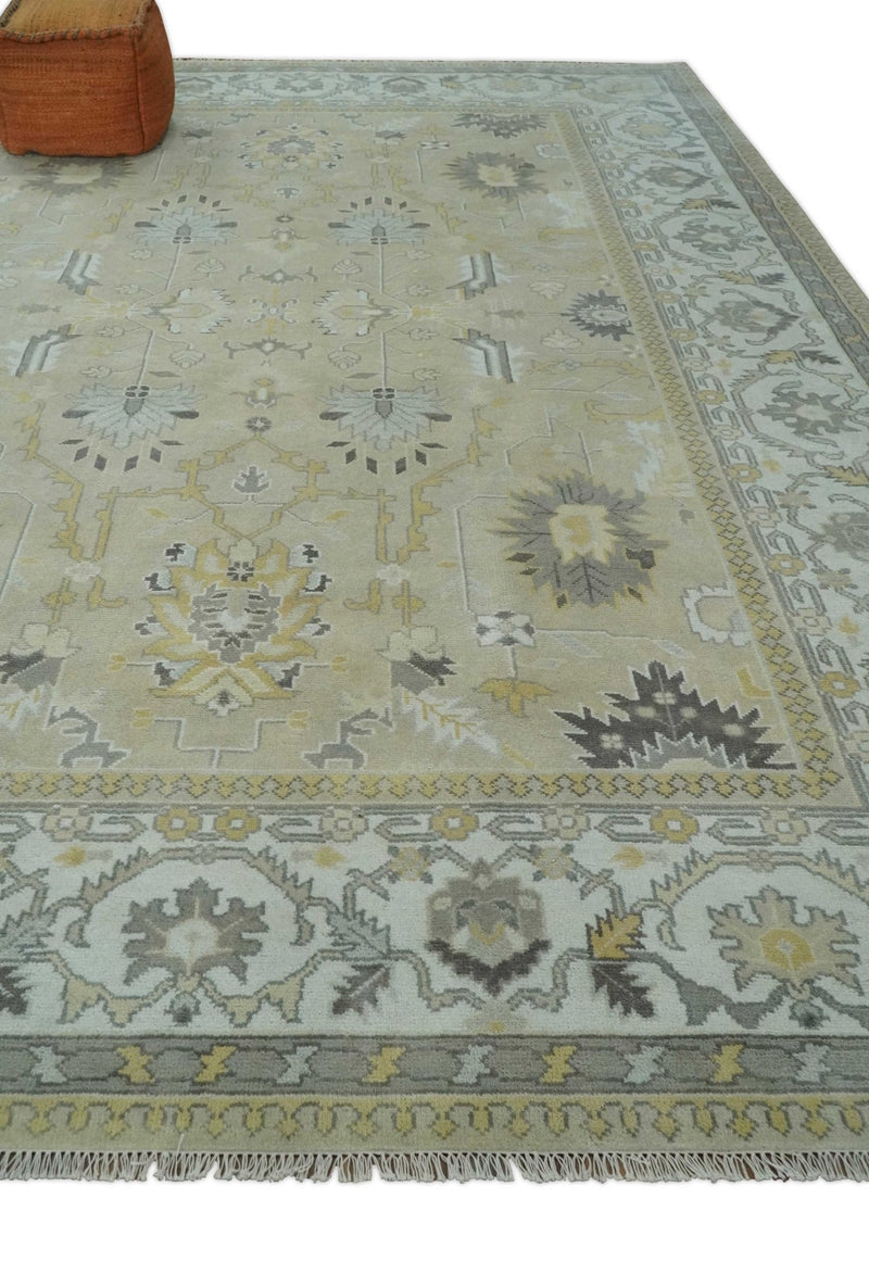 Antique 10x14 Hand Knotted Beige and Ivory Traditional Vintage Persian Style Wool Rug | TRDCP8241014 - The Rug Decor