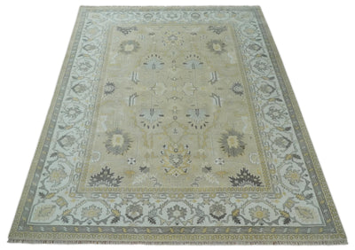Antique 10x14 Hand Knotted Beige and Ivory Traditional Vintage Persian Style Wool Rug | TRDCP8241014 - The Rug Decor