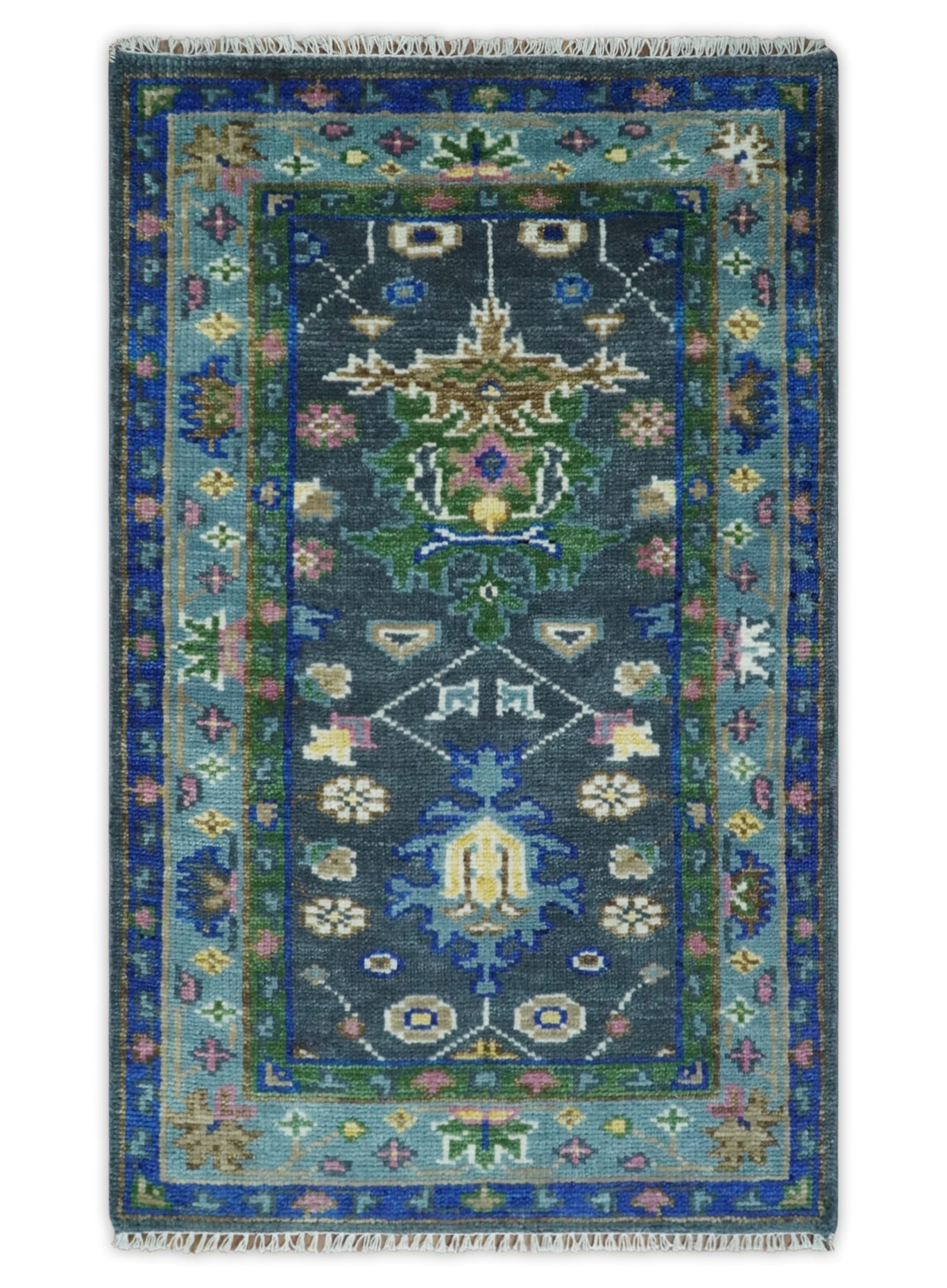 Antique Hand Knotted Green Moss and Blue Traditional Turkish Vintage Oushak Custom Made Wool Area Rug - 5x8 Antique Hand Knotted Green Moss and Blue Traditional Turkish Vintage Oushak Custom Made Wool Area Rug - 5x8