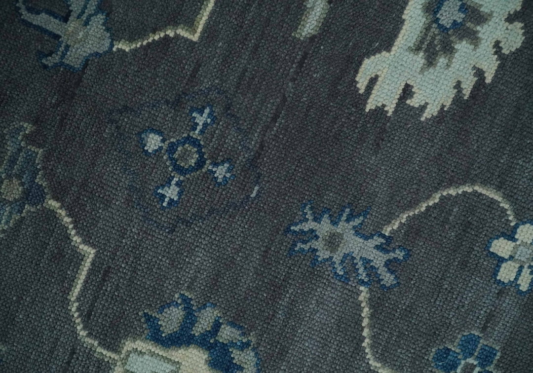 Antique 3x5, 4x6, 5x8, 6x9, 8x10, 9x12 Hand Knotted Oushak Charcoal and Blue Traditional Area Rug | NT41 - The Rug Decor