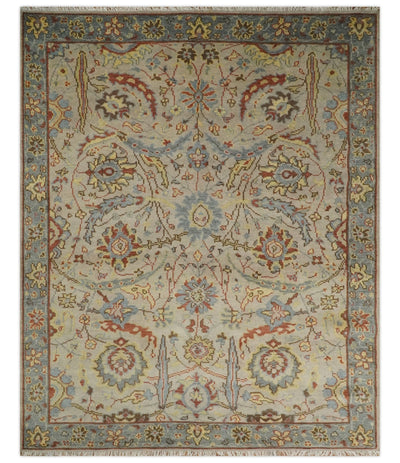 Antique 3x5, 5x8, 6x9, 8x10, 9x12,10x14 and 12x15 Beige and Blue Traditional Vintage Persian Hand Knotted Wool Area Rug | TRD51998 - The Rug Decor
