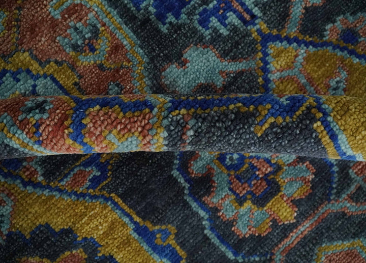 Antique 5x8, 6x9, 8x10, 9x12, 10x14 and 12x15 All Wool Traditional Persian Gray, Rust and Blue Vibrant Hand knotted Oushak Area Rug | TRDCP984912 - The Rug Decor