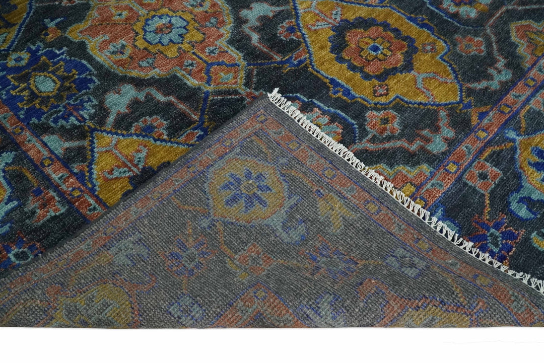 Antique 5x8, 6x9, 8x10, 9x12, 10x14 and 12x15 All Wool Traditional Persian Gray, Rust and Blue Vibrant Hand knotted Oushak Area Rug | TRDCP984912 - The Rug Decor