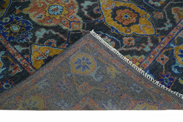 Antique 5x8, 6x9, 8x10, 9x12, 10x14 and 12x15 All Wool Traditional Persian Gray, Rust and Blue Vibrant Hand knotted Oushak Area Rug | TRDCP984912 - The Rug Decor