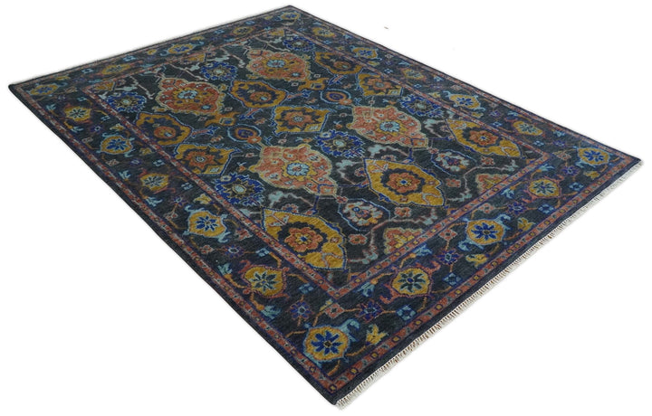 Antique 5x8, 6x9, 8x10, 9x12, 10x14 and 12x15 All Wool Traditional Persian Gray, Rust and Blue Vibrant Hand knotted Oushak Area Rug | TRDCP984912 - The Rug Decor
