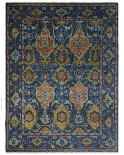 Antique 5x8, 6x9, 8x10, 9x12, 10x14 and 12x15 All Wool Traditional Persian Gray, Rust and Blue Vibrant Hand knotted Oushak Area Rug | TRDCP984912 - The Rug Decor