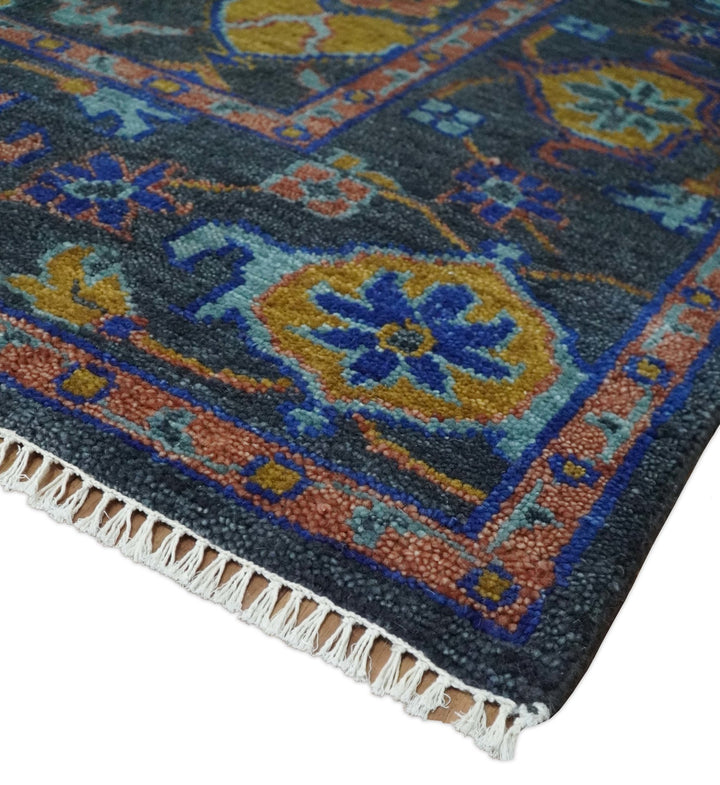 Antique 5x8, 6x9, 8x10, 9x12, 10x14 and 12x15 All Wool Traditional Persian Gray, Rust and Blue Vibrant Hand knotted Oushak Area Rug | TRDCP984912 - The Rug Decor