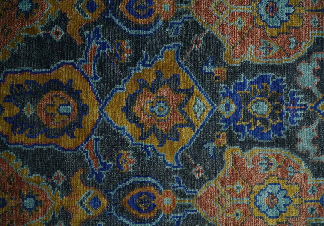 Antique 5x8, 6x9, 8x10, 9x12, 10x14 and 12x15 All Wool Traditional Persian Gray, Rust and Blue Vibrant Hand knotted Oushak Area Rug | TRDCP984912 - The Rug Decor