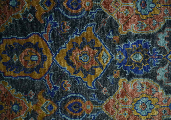 Antique 5x8, 6x9, 8x10, 9x12, 10x14 and 12x15 All Wool Traditional Persian Gray, Rust and Blue Vibrant Hand knotted Oushak Area Rug | TRDCP984912 - The Rug Decor