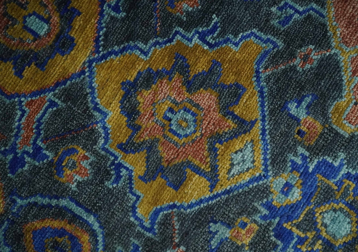 Antique 5x8, 6x9, 8x10, 9x12, 10x14 and 12x15 All Wool Traditional Persian Gray, Rust and Blue Vibrant Hand knotted Oushak Area Rug | TRDCP984912 - The Rug Decor