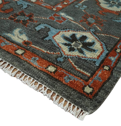 Antique 5x8, 6x9, 8x10, 9x12, 10x14 and 12x15 All Wool Traditional Persian Gray, Rust and Ivory Vibrant Hand knotted Oushak Area Rug | TRDCP1011912 - The Rug Decor