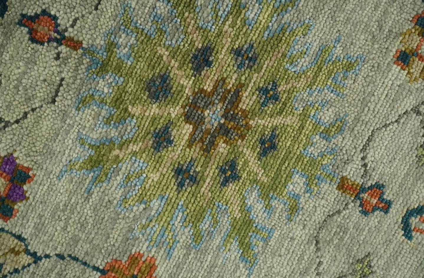 Antique 5x8, 6x9, 8x10, 9x12, 10x14 and 12x15 Hand Knotted Beige and Blue Traditional Persian Vintage Oushak Wool Rug | TRDCP668 - The Rug Decor