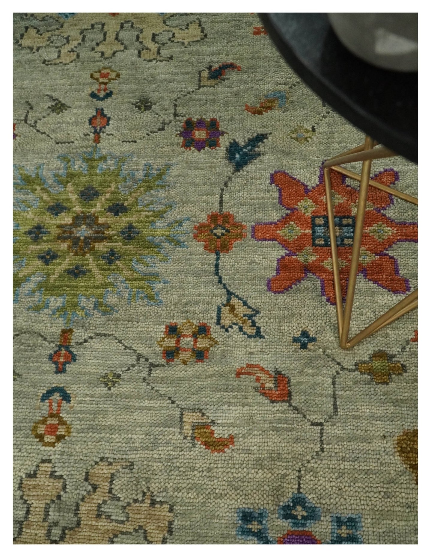 Antique 5x8, 6x9, 8x10, 9x12, 10x14 and 12x15 Hand Knotted Beige and Blue Traditional Persian Vintage Oushak Wool Rug | TRDCP668 - The Rug Decor