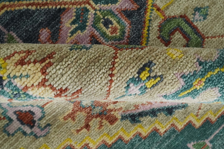 Antique 5x8, 6x9, 8x10, 9x12, 10x14 and 12x15 Hand Knotted Camel, Green and Charcoal Traditional Persian Heriz Serapi Wool Rug | TRDCP925912 - The Rug Decor