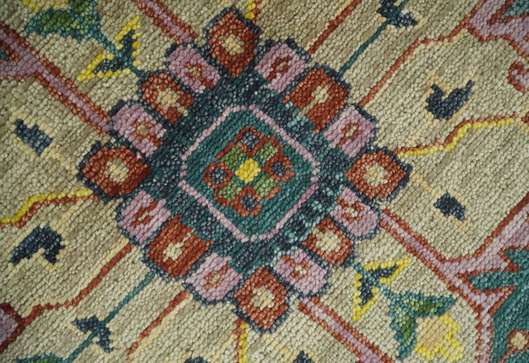 Antique 5x8, 6x9, 8x10, 9x12, 10x14 and 12x15 Hand Knotted Camel, Green and Charcoal Traditional Persian Heriz Serapi Wool Rug | TRDCP925912 - The Rug Decor