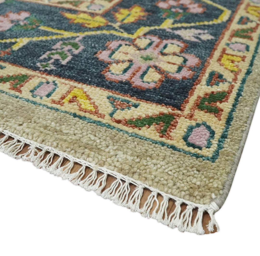 Antique 5x8, 6x9, 8x10, 9x12, 10x14 and 12x15 Hand Knotted Camel, Green and Charcoal Traditional Persian Heriz Serapi Wool Rug | TRDCP925912 - The Rug Decor