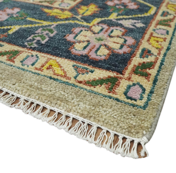 Antique 5x8, 6x9, 8x10, 9x12, 10x14 and 12x15 Hand Knotted Camel, Green and Charcoal Traditional Persian Heriz Serapi Wool Rug | TRDCP925912 - The Rug Decor