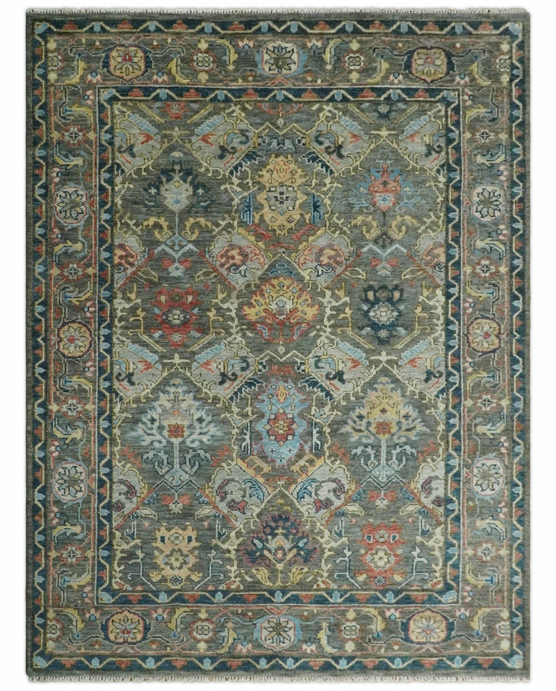 Antique 5x8, 6x9, 8x10, 9x12, 10x14 and 12x15 Traditional Persian Gray, Rust and Charcoal Vibrant Hand knotted Oushak Wool Area Rug | TRDCP999 - The Rug Decor