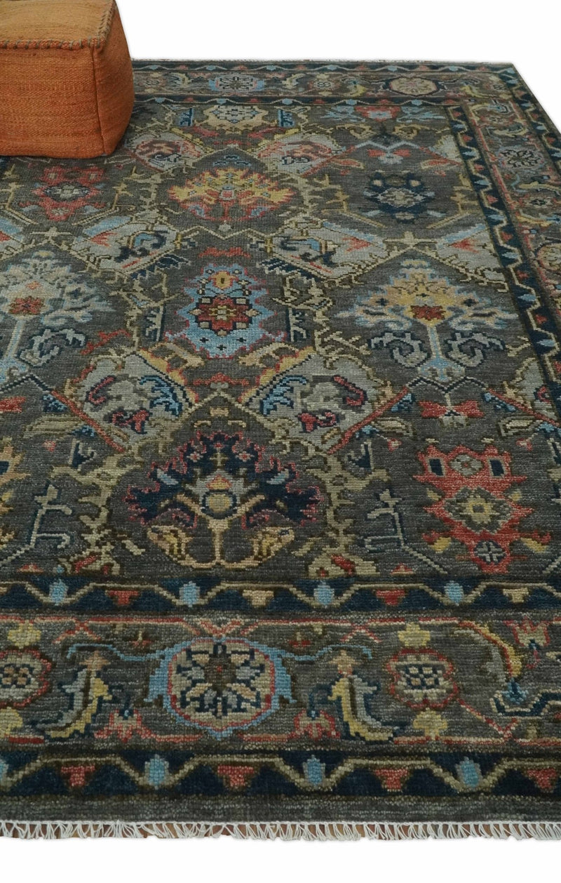 Antique 5x8, 6x9, 8x10, 9x12, 10x14 and 12x15 Traditional Persian Gray, Rust and Charcoal Vibrant Hand knotted Oushak Wool Area Rug | TRDCP999810 - The Rug Decor