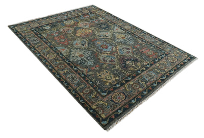 Antique 5x8, 6x9, 8x10, 9x12, 10x14 and 12x15 Traditional Persian Gray, Rust and Charcoal Vibrant Hand knotted Oushak Wool Area Rug | TRDCP999810 - The Rug Decor
