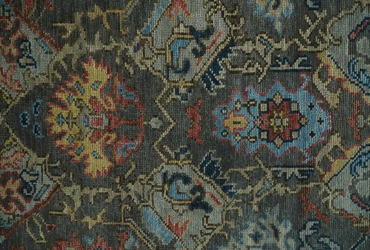 Antique 5x8, 6x9, 8x10, 9x12, 10x14 and 12x15 Traditional Persian Gray, Rust and Charcoal Vibrant Hand knotted Oushak Wool Area Rug | TRDCP999810 - The Rug Decor