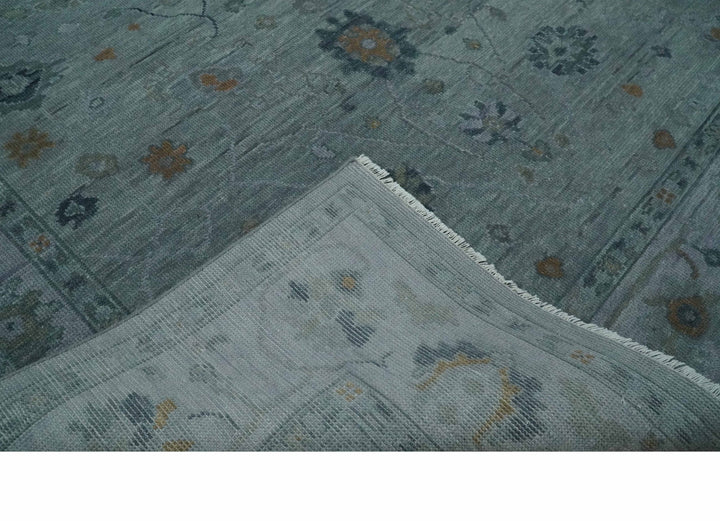 Antique 5x8, 6x9, 8x10, 9x12 Hand Knotted Oushak Charcoal and Silver Traditional Area Rug | NT31 - The Rug Decor