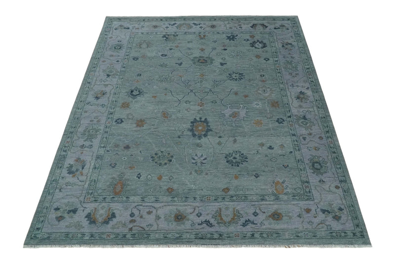 Antique 5x8, 6x9, 8x10, 9x12 Hand Knotted Oushak Charcoal and Silver Traditional Area Rug | NT31 - The Rug Decor