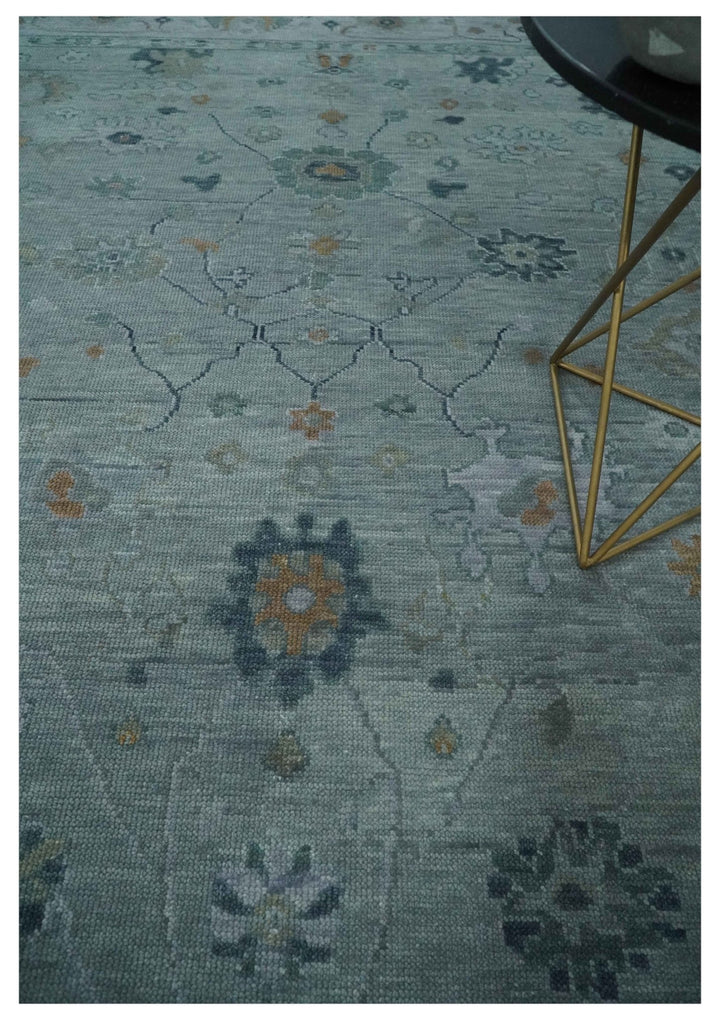 Antique 5x8, 6x9, 8x10, 9x12 Hand Knotted Oushak Charcoal and Silver Traditional Area Rug | NT31 - The Rug Decor