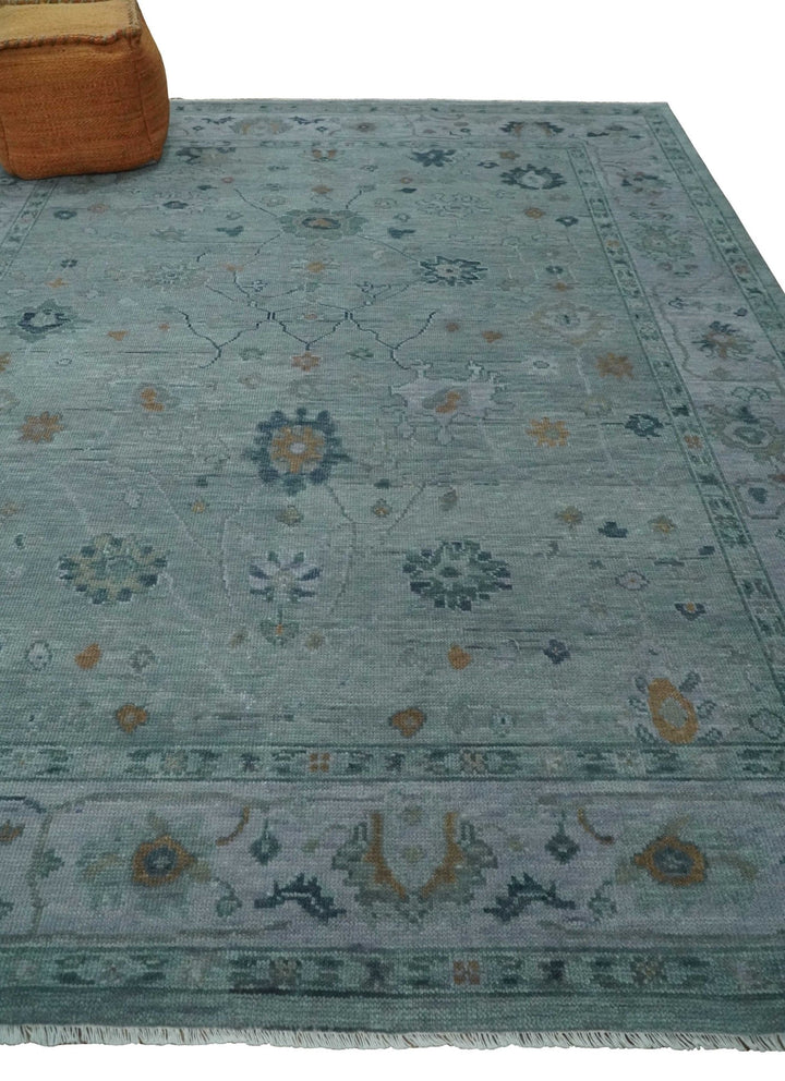 Antique 5x8, 6x9, 8x10, 9x12 Hand Knotted Oushak Charcoal and Silver Traditional Area Rug | NT31 - The Rug Decor