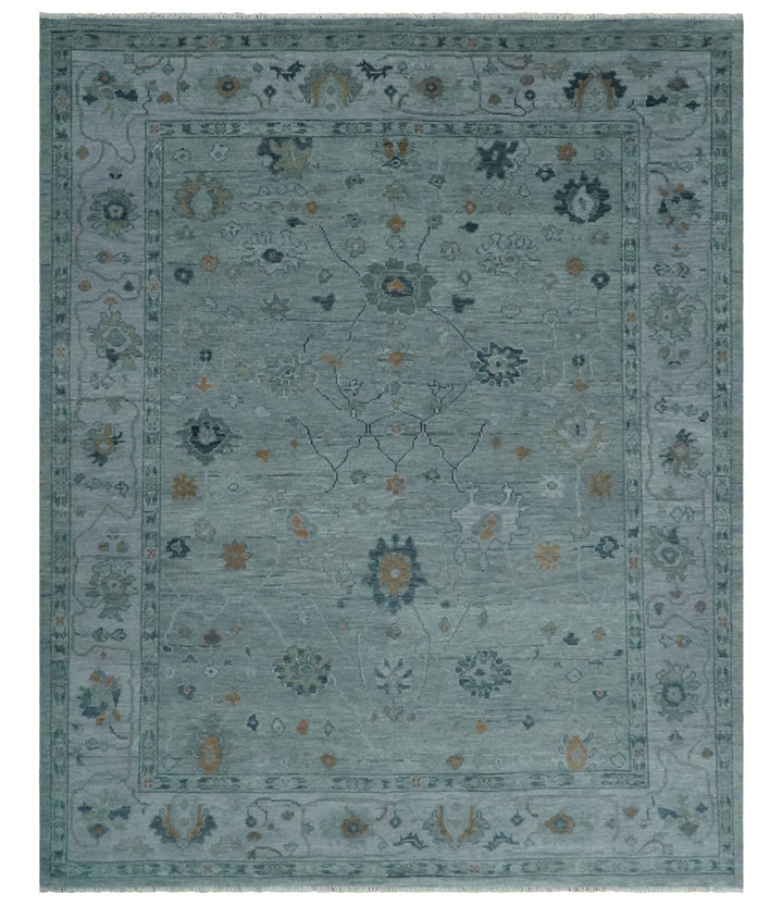 Antique 5x8, 6x9, 8x10, 9x12 Hand Knotted Oushak Charcoal and Silver Traditional Area Rug | NT31 - The Rug Decor