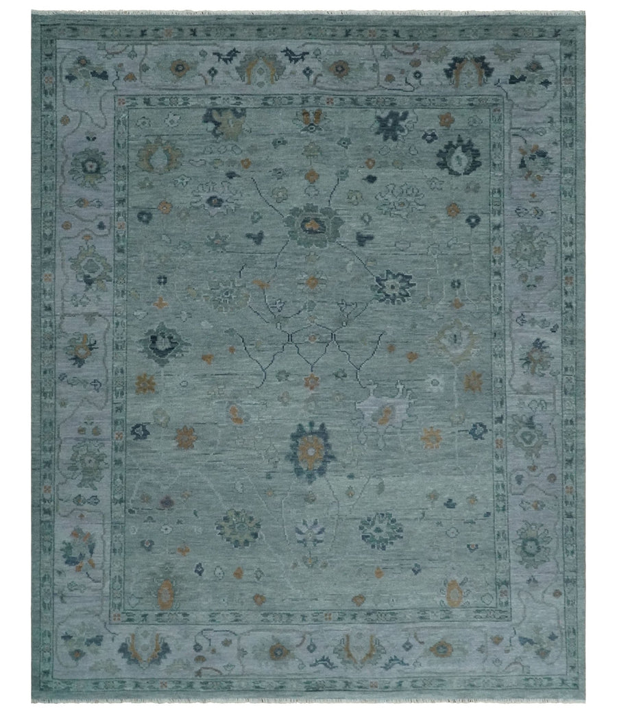 Antique 5x8, 6x9, 8x10, 9x12 Hand Knotted Oushak Charcoal and Silver Traditional Area Rug | NT31 - The Rug Decor