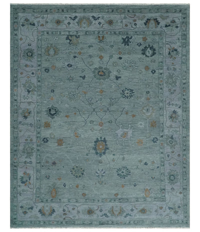 Antique 5x8, 6x9, 8x10, 9x12 Hand Knotted Oushak Charcoal and Silver Traditional Area Rug | NT31 - The Rug Decor