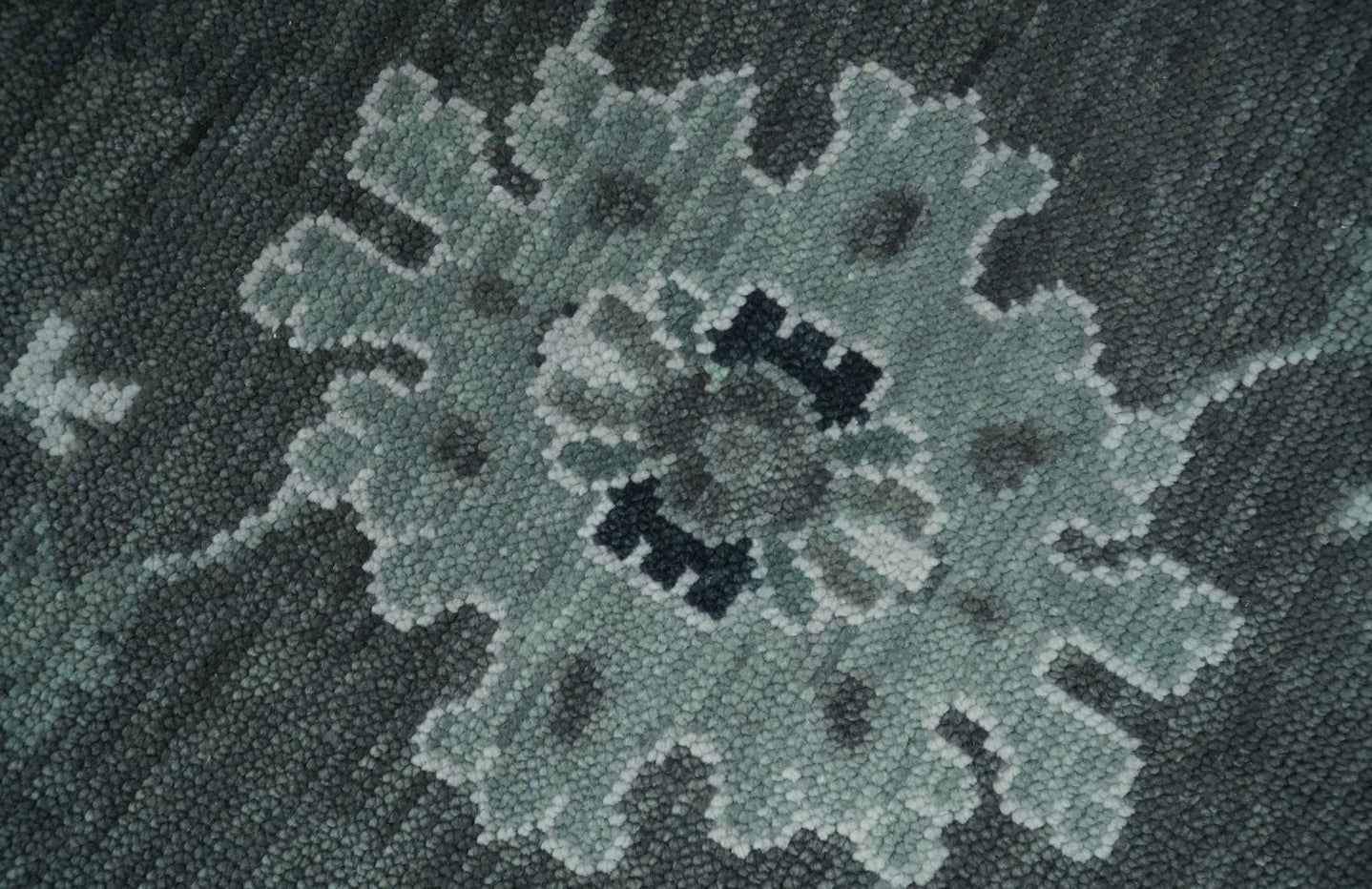 Antique 8x10, 9x12, 10x14 and 12x15 Hand Knotted Charcoal and Ivory Traditional Persian Oushak Wool Rug | NT28 - The Rug Decor