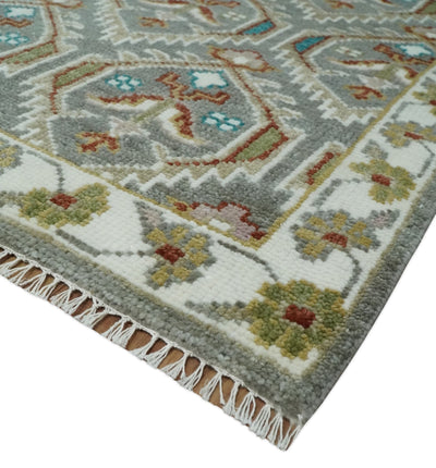 Antique 8x10, 9x12, 10x14 and 12x15 Hand Knotted Silver, Ivory and Rust Traditional Antique Persian Pile Area Rug | TRDCP1129 - The Rug Decor