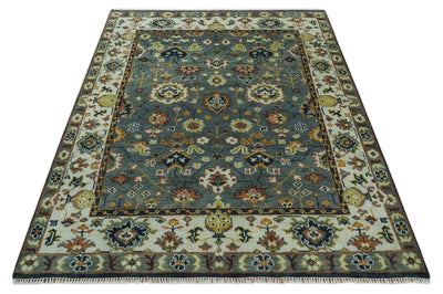 Antique 8x10 Gray and Ivory Traditional Persian Oushak Wool Rug | TRDCP1114810 - The Rug Decor