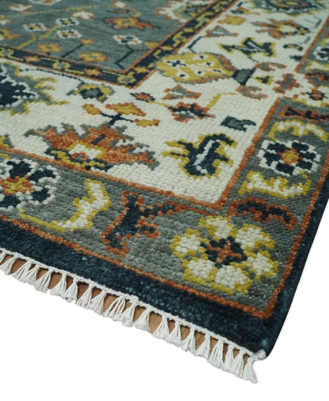 Antique 8x10 Gray and Ivory Traditional Persian Oushak Wool Rug | TRDCP1114810 - The Rug Decor