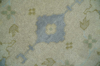 Antique 9x12 Beige and Blue Persian Oushak Hand Knotted Large Wool Area Rug | TRDCP276912 - The Rug Decor